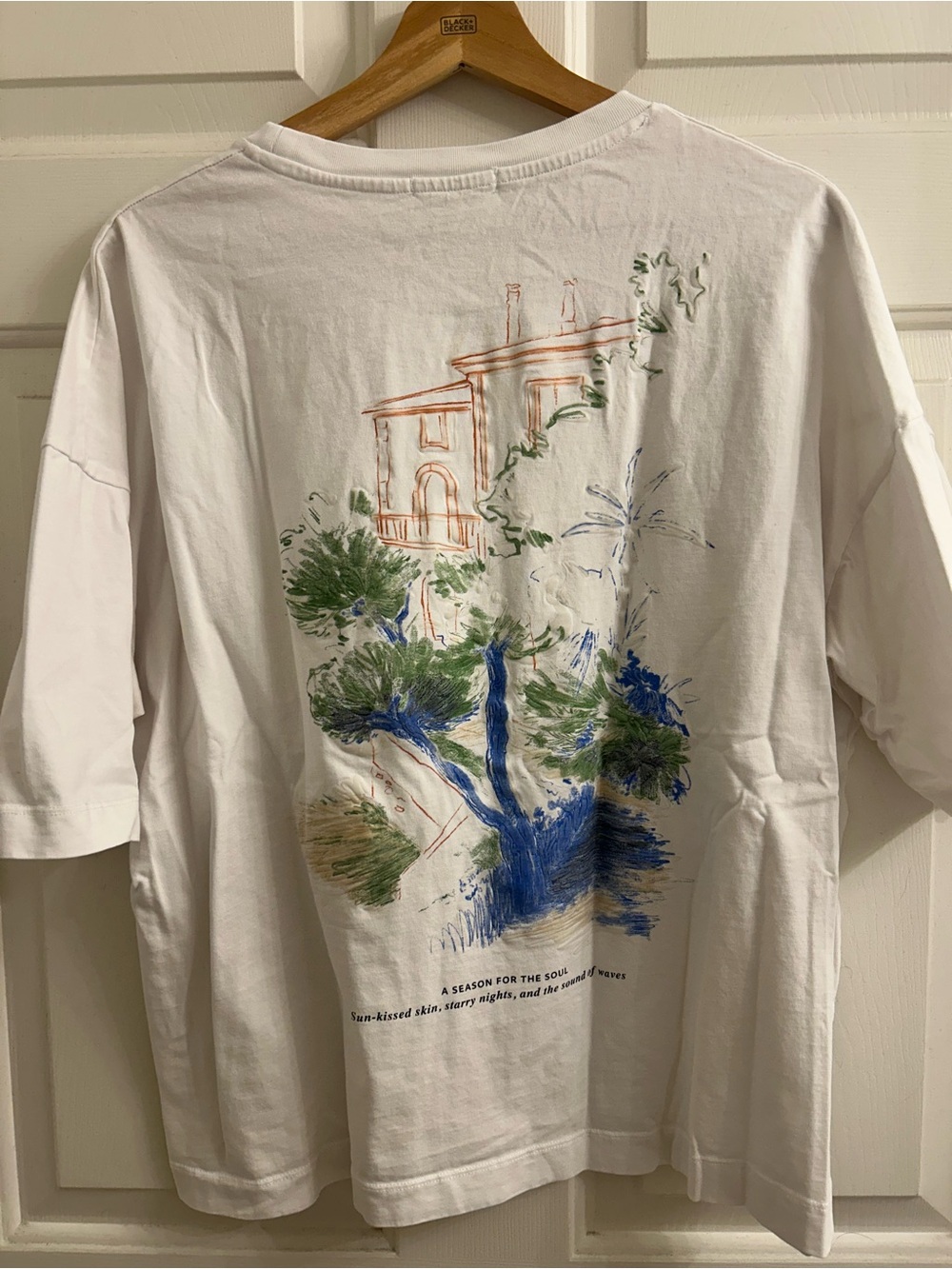 Zara Art Tee with Blue & Green Landscape Print
